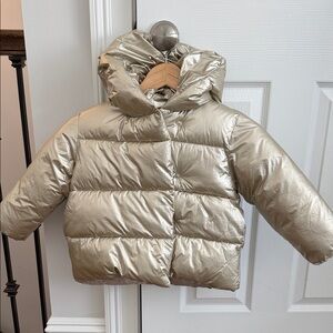 Zara Kids Shiny Silver Puffer Jacket